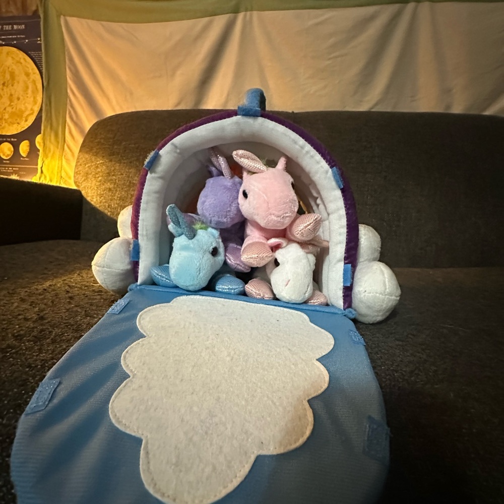 Plush Unicorn Playset with Blue, Pink, and Purple Unicorns